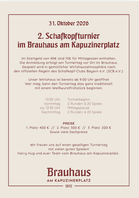 Flyer zum Schafkopfrennen in München