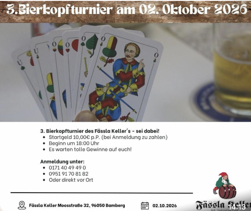 Flyer zum Schafkopfrennen in Bamberg