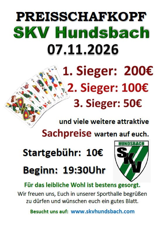 Flyer zum Schafkopfrennen in Eußenheim - Hundsbach
